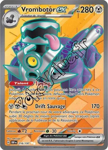 Carte Pokémon Vrombotor ex  n°216 de la série Flammes Obsidiennes