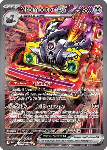 Carte Pokémon Vrombotor ex  n°224 de la série Flammes Obsidiennes