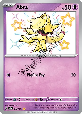 Carte Pokémon Abra  n°148 de la série Destinées de Paldea
