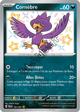 Carte Pokémon Cornèbre  n°181 de la série Destinées de Paldea