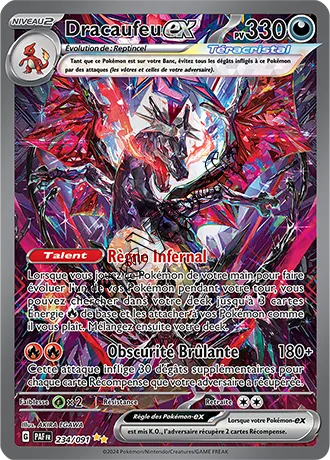 Carte Pokémon Dracaufeu ex  n°234 de la série Destinées de Paldea