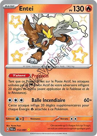 Carte Pokémon Entei  n°112 de la série Destinées de Paldea