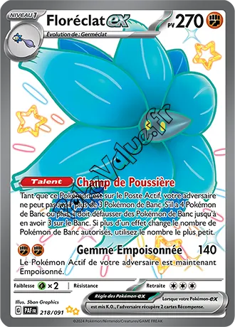Carte Pokémon Floréclat ex  n°218 de la série Destinées de Paldea