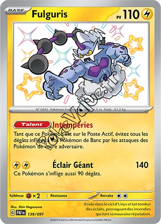 Carte Pokémon Fulguris  n°139 de la série Destinées de Paldea