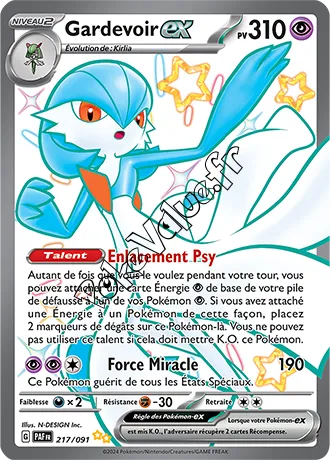 Carte Pokémon Gardevoir ex n°217 de la série Destinées de Paldea
