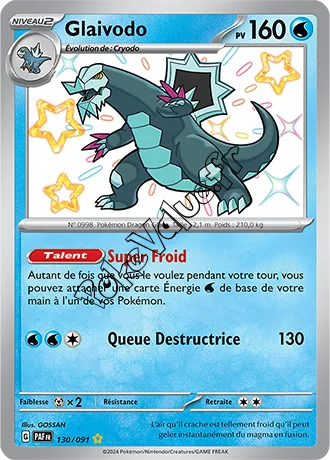 Carte Pokémon Glaivodo  n°130 de la série Destinées de Paldea