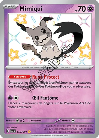 Carte Pokémon Mimiqui  n°160 de la série Destinées de Paldea