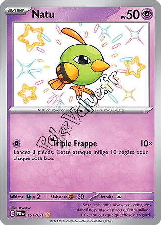 Carte Pokémon Natu  n°151 de la série Destinées de Paldea