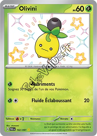 Carte Pokémon Olivini  n°102 de la série Destinées de Paldea