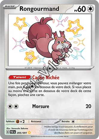 Carte Pokémon Rongourmand  n°205 de la série Destinées de Paldea