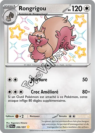 Carte Pokémon Rongrigou  n°206 de la série Destinées de Paldea