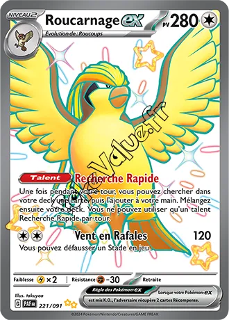 Carte Pokémon Roucarnage ex  n°221 de la série Destinées de Paldea