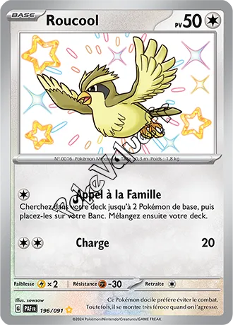 Carte Pokémon Roucool  n°196 de la série Destinées de Paldea