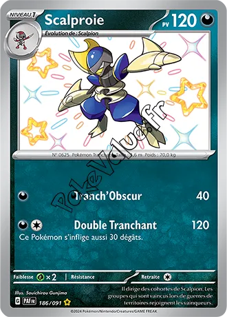 Carte Pokémon Scalproie  n°186 de la série Destinées de Paldea