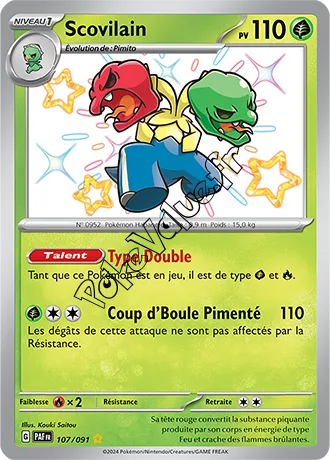 Carte Pokémon Scovilain  n°107 de la série Destinées de Paldea