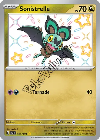Carte Pokémon Sonistrelle  n°194 de la série Destinées de Paldea