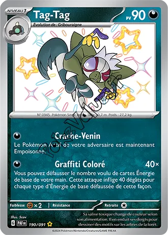 Carte Pokémon Tag-Tag  n°190 de la série Destinées de Paldea