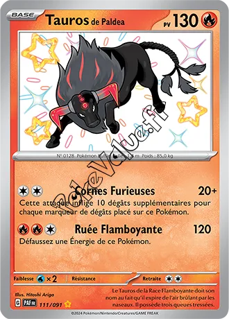 Carte Pokémon Tauros de Paldea  n°111 de la série Destinées de Paldea