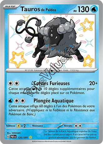 Carte Pokémon Tauros de Paldea  n°120 de la série Destinées de Paldea