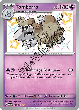 Carte Pokémon Tomberro  n°168 de la série Destinées de Paldea