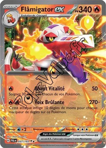 Carte Pokémon Flâmigator ex  n°037 de la série Évolutions à Paldea