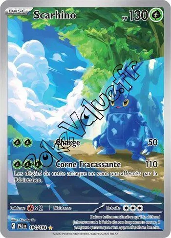Carte Pokémon Scarhino  n°194 de la série Évolutions à Paldea