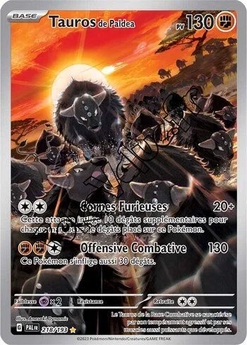 Carte Pokémon Tauros de Paldea  n°218 de la série Évolutions à Paldea