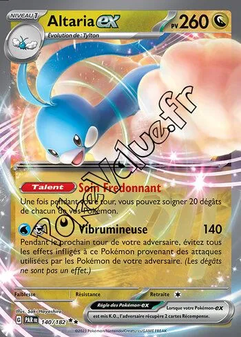 Carte Pokémon Altaria ex  n°140 de la série Faille Paradoxe