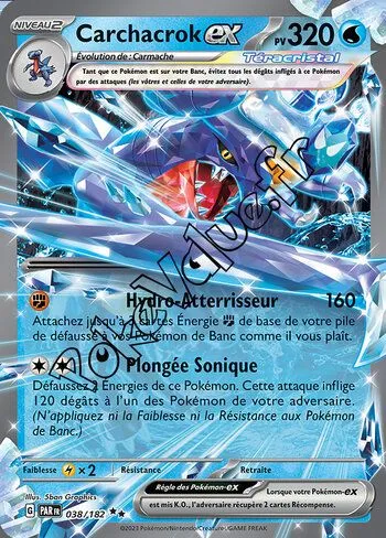 Carte Pokémon Carchacrok ex  n°038 de la série Faille Paradoxe