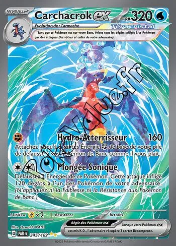 Carte Pokémon Carchacrok ex  n°245 de la série Faille Paradoxe