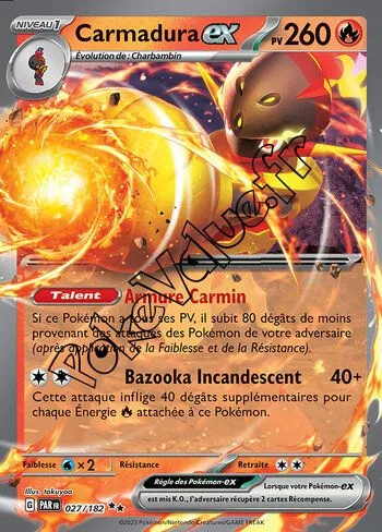 Carte Pokémon Carmadura ex  n°027 de la série Faille Paradoxe