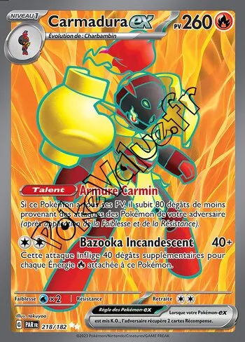 Carte Pokémon Carmadura ex  n°218 de la série Faille Paradoxe