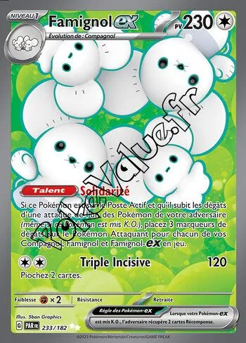 Carte Pokémon Famignol ex  n°233 de la série Faille Paradoxe