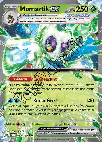 Carte Pokémon Momartik ex  n°003 de la série Faille Paradoxe