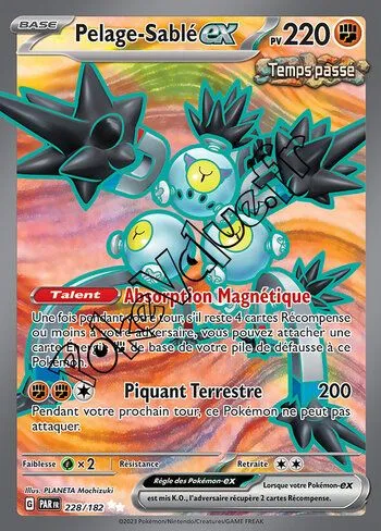 Carte Pokémon Pelage-Sablé ex  n°228 de la série Faille Paradoxe