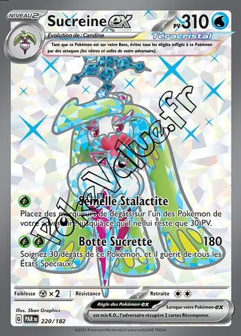 Carte Pokémon Sucreine ex  n°220 de la série Faille Paradoxe