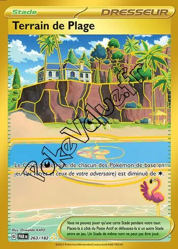 Carte Pokémon Terrain de Plage n°263 de la série Faille Paradoxe