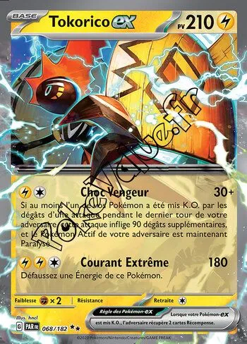 Carte Pokémon Tokorico ex  n°068 de la série Faille Paradoxe