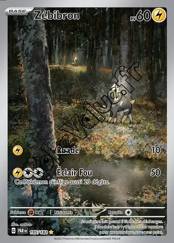 Carte Pokémon Zébibron  n°195 de la série Faille Paradoxe