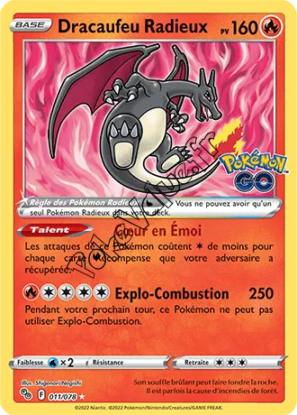 Carte Pokémon Dracaufeu Radieux n°011 de la série Pokémon GO