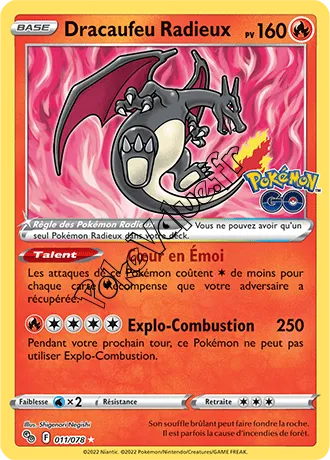 Carte Pokémon Dracaufeu Radieux  n°011 de la série Pokémon GO