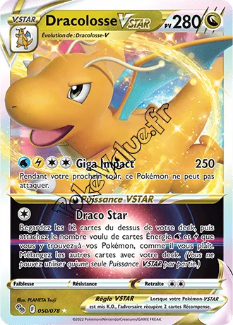 Carte Pokémon Dracolosse VSTAR  n°050 de la série Pokémon GO