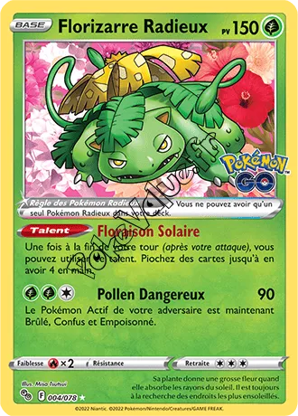 Carte Pokémon Florizarre Radieux  n°004 de la série Pokémon GO