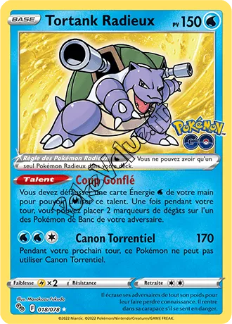 Carte Pokémon Tortank Radieux  n°018 de la série Pokémon GO
