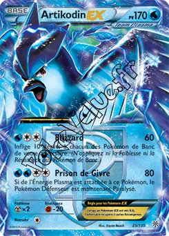 Carte Pokémon Artikodin EX n°25 de la série Tempête Plasma