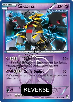 Carte Pokémon Giratina  Reverse n°62 de la série Tempête Plasma