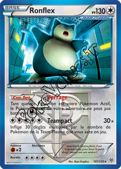 Carte Pokémon Ronflex n°101 de la série Tempête Plasma