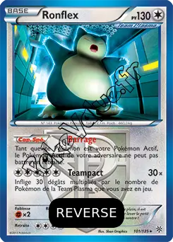 Carte Pokémon Ronflex Reverse n°101 de la série Tempête Plasma