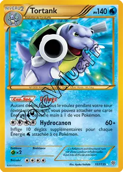 Carte Pokémon Tortank n°137 de la série Tempête Plasma
