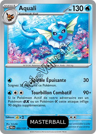 Carte Pokémon Aquali  Masterball n°022 de la série Évolutions Prismatiques
